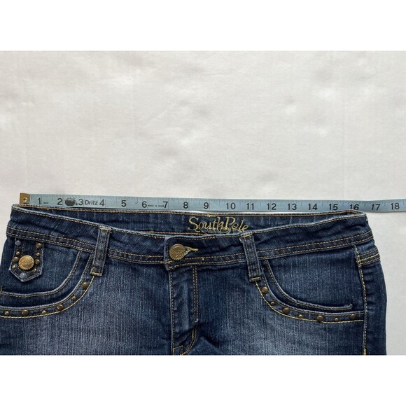 SouthPole Womens Shorts Size 11 Blue Denim Stretch Low Rise - Picture 5 of 7